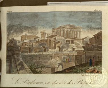 Lr Parthenon, vû de côté des Propylées.