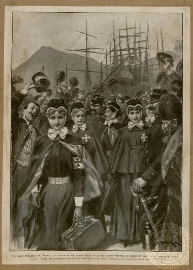 The Greco- Turkish war: Arrival at Patras of the nurses sent out to the crown princess of Greece by the ''Daily Chronicle' fund under the patronage of the princess of Wales.