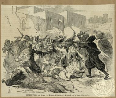 Herzégovine. - Bosnie - Massacre de chrétiens à Travnick, par les begs et les zapties.