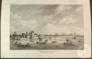 Vue du Château des sept Tours et de l ' arrivée à Constantinople par la Propontide.