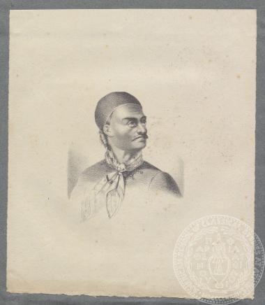 Απόκομμα με λιθογραφία προσωπογραφίας του Κωνσταντίνου Κανάρη