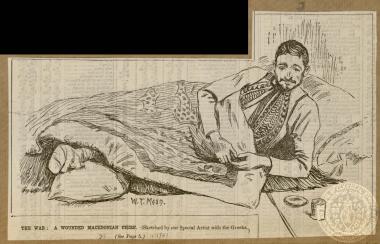 The war:a wounded macedonian chief.