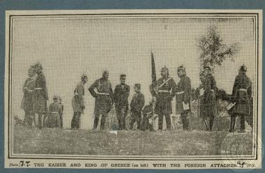 The Kaizer and King of Greece (on left) with the foreing attaches.