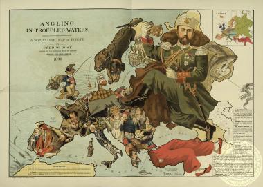 Angling in troubled waters. A serio-comic map of Europe by Fred. W. Rose author of the 