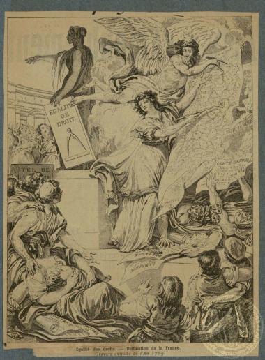 Egalité des droits - Unification de la France Gravure extraite de l' An 1789.