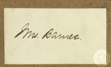 Κάρτα που φέρει χειρογράφως το όνομα της Mrs. Bancer.