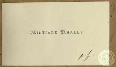 Carte de visite του Μιλτιάδη Ράλλη.