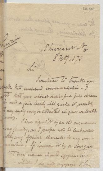 Επιστολή του Ιωάννη Γεννάδιου προς τον Ch. Appleton, συντάκτη του περιοδικού 