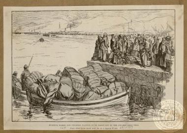 Fugitive women and children waiting to be taken off by the steamer from Volo.