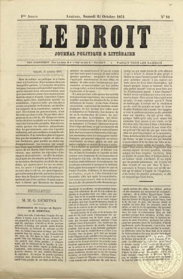Le droit. Journal politique et litteraire.