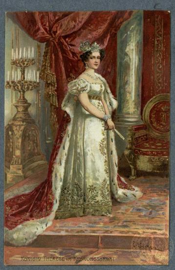 Königin Therese im Krönungsornat.