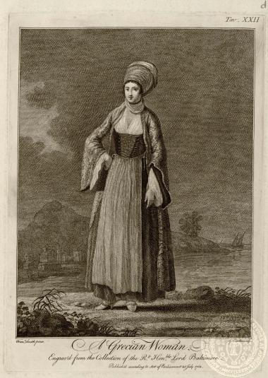 An Grecian Woman, Engrav'd from the collection of the Rt. Hon/ble Lord Baltimore.
