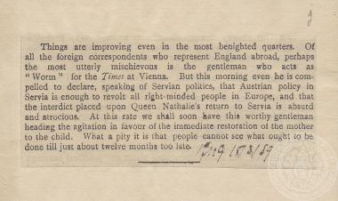 Αντιδράσεις στην παρέμβαση των Αυστριακών στα ζητήματα του βασιλείου της Σερβίας, 