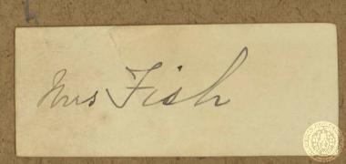 Κάρτα που φέρει χειρογράφως σημειωμένο το όνομα της κα. Fish