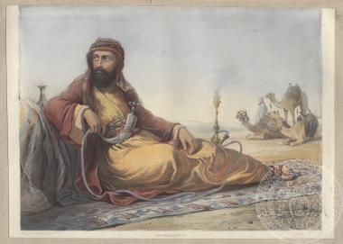 Πορτραίτο του George Lloyd με αραβική ενδυμασία, σε λιθογραφία του Lemoine.