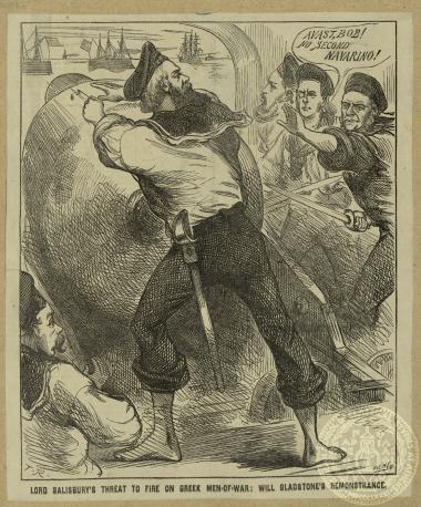 Lord Salisbury's threat to fire on Greek men-of-war: will Gladstone's remonstrance.