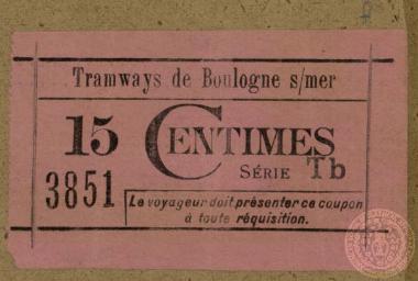 Εισητήριο των γραμμών του τραμ της Βουλόνης.