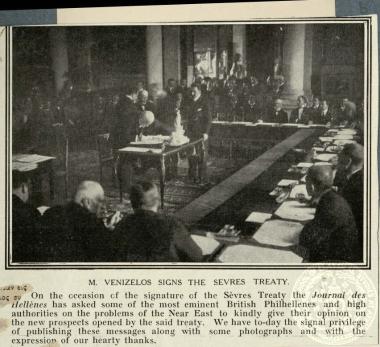 M. Venizelos signs the Sevres Treaty.