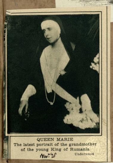 Queen Marie. The latest portrait of the grandmother of the young King of Rumania.