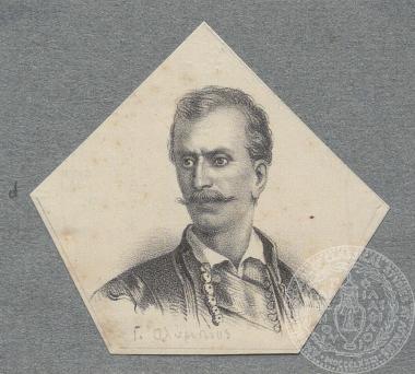 Απόκομμα με λιθογραφία προσωπογραφίας του Γεωργάκη Ολύμπιου