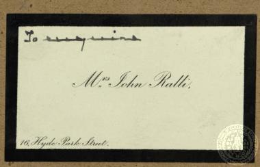 Carte de visite τoυ Ιωάννη Ράλλη.
