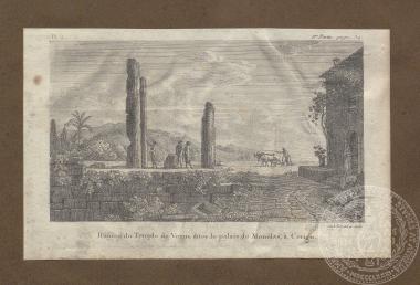 Απόκομμα βιβλίου με χαρακτικό των καταλοίπων του ναού της Αφροδίτης στα Κύθηρα, 1808