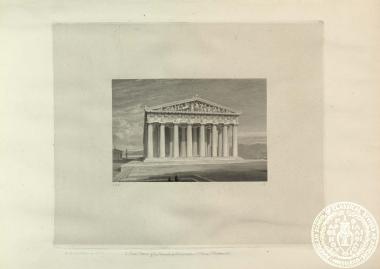 Restoration of the west front of the Parthenon of Athens.