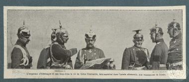 L' empereur d' Allemagne et son beau - frère le roi de Grèce Constantin, feld - maréchal dans l' armée allemande, aux manoeuves de Silésie.