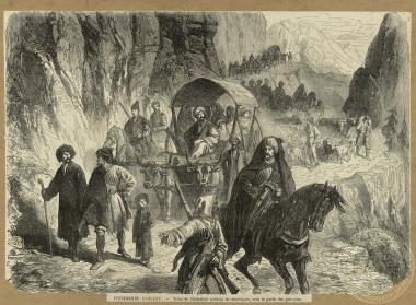 Événements d' Orient. - Tribu des Circassiens quittant les montagnes, sous la guarde des guerriers.
