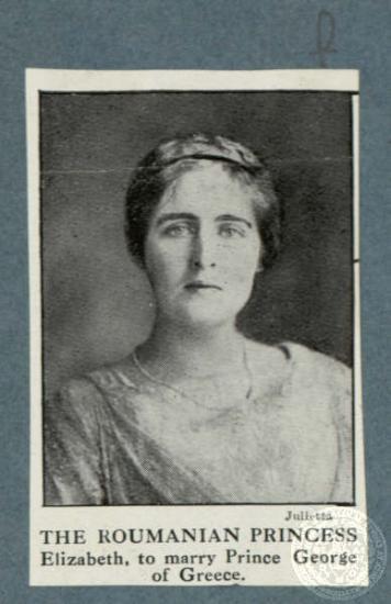 The Roumanian Princess Elizabeth, to marry Prince George of Grece.