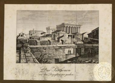 Das Parthenon von den Propyläen ausgesehen.