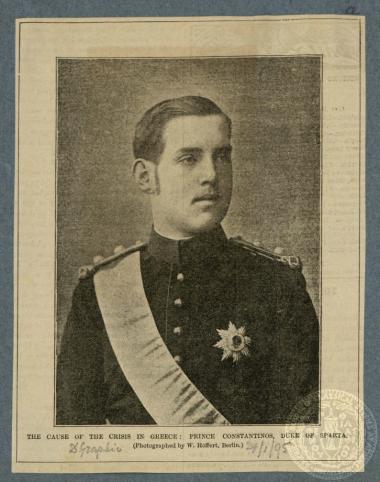 The cause of the crisis in Greece, prince Constantinos, Duke of Sparta.