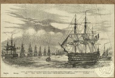 Arrivée, au mouillage de Kavarna, le 26 mars 1854, de l' escadre combinée franco- anglaise.