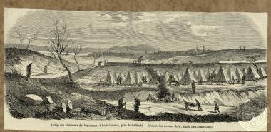Champ des chasseurs de Vincennes, à Bachtchezmè, près de Gallipoli. - D' après des desssins de M. Emile de Grandchamp.