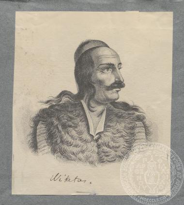 Απόκομμα με λιθογραφία/προσωπογραφία του Νικηταρά