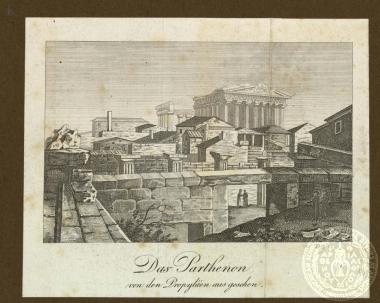 Das Parthenon von den Propyläen aus gesehen.