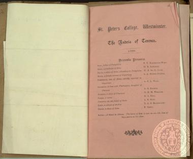 St. Perer's College, Westminster, The Andria of Terence, 1898.