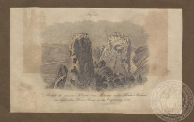 Χαρακτικό άποψης των Μετεώρων και της Μονής Βαρλαάμ