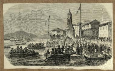 Débarquement, à Gallipoli, des zouaves et des highlanders.