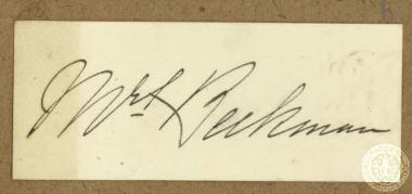 Κάρτα με το όνομα Mrs Beckman.