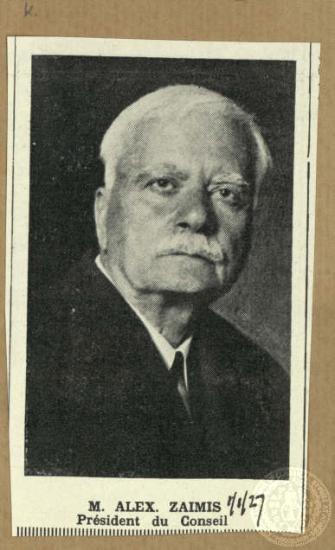 M. Alex. Zaimis président du Conseil.