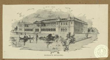 Άποψη του κτιρίου που στέγαζε το τμήμα περί γυναικών στη Διεθνή Έκθεση του Σικάγο το 1893.