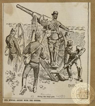 Firing the siege gun.