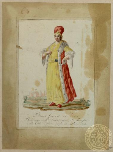Dama Greca de Pera. Residenza degli Ambascialori, e Ministri delle Corti Estere, presso la sublime Porta.