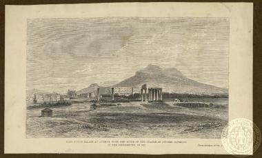 King Otho's palace at Athens, with the ruins of the temple of Jupiter Olympius in the foreground.