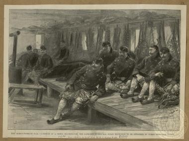 The Greco- turkish war- The interior of a Greek blockhouse: The garisson awake all night expecting to be attacked by three thousand Turks.