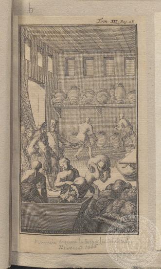 Σκηνή προετοιμασίας κρασιού. Έργο του Jean de Thévenot, 1665.