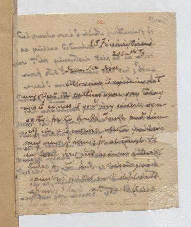 Επιστολή του Ι. Γενναδίου προς τον Frank Noel, 20/[12]/1870