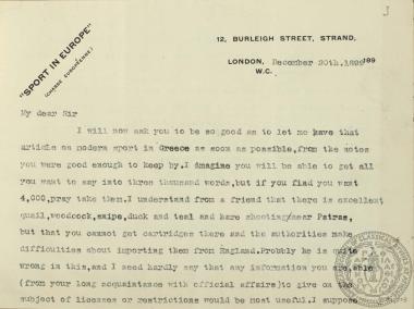 Ενημέρωση του Frederic Aflalo στον Ιωάννη Γεννάδιο ότι πρέπει σύντομα να καταθέσει το άρθρο του 