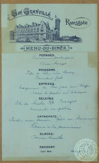 The Grandville - Ramsgate Menu du Diner